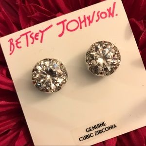 Betsey Johnson CZ Ruffled Round Stud Earrings